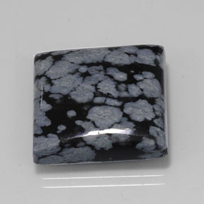 20.67克拉天然黑色雪花黑曜石，方形，20×19.8毫米，不透明