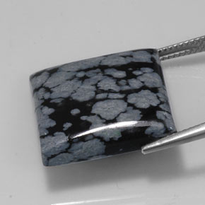 20.67克拉天然黑色雪花黑曜石，方形，20×19.8毫米，不透明