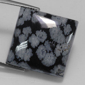 20.36克拉天然黑色雪花黑曜石，方形，19.9×19.8毫米，不透明