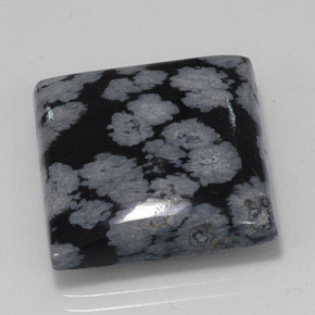 20.36克拉天然黑色雪花黑曜石，方形，19.9×19.8毫米，不透明