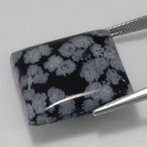 20.36克拉天然黑色雪花黑曜石，方形，19.9×19.8毫米，不透明