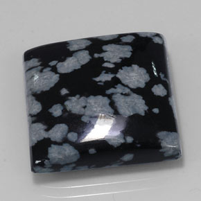 21.34克拉天然黑色雪花黑曜石，方形，20×19.9毫米，不透明