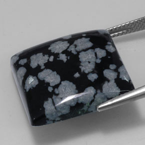 21.34克拉天然黑色雪花黑曜石，方形，20×19.9毫米，不透明