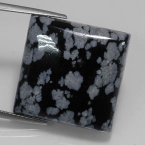 21.45克拉天然黑色雪花黑曜石，方形，19.9×19.9毫米，不透明