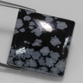 20.43克拉天然多色雪花黑曜石，方形，20×19.8毫米，不透明