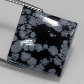 21.53克拉天然黑色雪花黑曜石，方形，19.9×19.9毫米，不透明