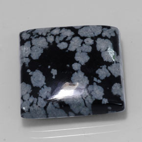 21.53克拉天然黑色雪花黑曜石，方形，19.9×19.9毫米，不透明