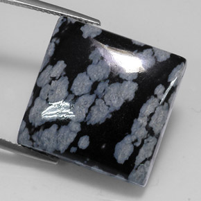 22.60克拉天然黑色雪花黑曜石，方形，19.7×19.7毫米，不透明