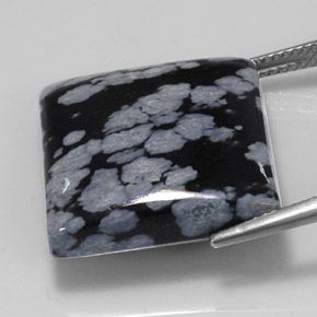 22.60克拉天然黑色雪花黑曜石，方形，19.7×19.7毫米，不透明