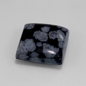 12.55克拉天然黑色雪花黑曜石，方形，15.1×15.1毫米，不透明