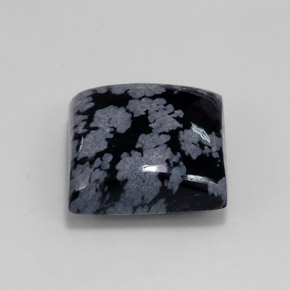 12.14克拉天然黑色雪花黑曜石，方形，15×15毫米，不透明