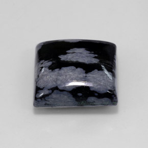 11.19克拉天然黑色雪花黑曜石，方形，14.9×14.9毫米，不透明