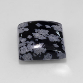 12.37克拉天然黑色雪花黑曜石，方形，15×14.9毫米，不透明