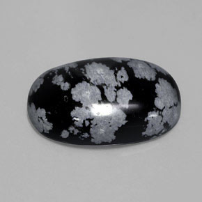 13.62克拉天然黑色雪花黑曜石，椭圆形切割，21.9×15.5毫米，不透明