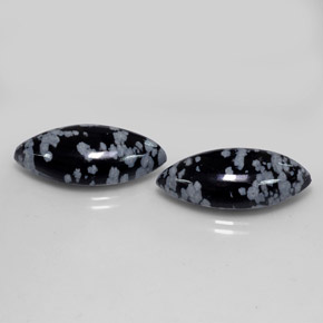 天然多色雪花黑曜石，马眼形，24.5×12毫米，不透明