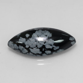9.82克拉天然多色雪花黑曜石，马眼形，24.2×11.9毫米，不透明
