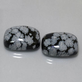 天然多色雪花黑曜石，垫形剪裁，18×13.1毫米，不透明