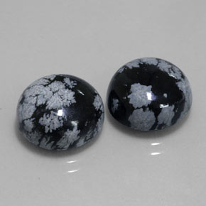 天然多色雪花黑曜石，圆形切割，12.26毫米，不透明