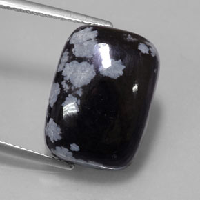 12.25克拉天然黑色雪花黑曜石，垫形剪裁，18.2×13.1毫米，不透明