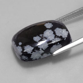12.25克拉天然黑色雪花黑曜石，垫形剪裁，18.2×13.1毫米，不透明