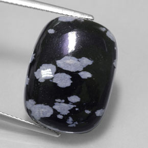 14.24克拉天然黑色雪花黑曜石，垫形剪裁，20.1×15.2毫米，不透明