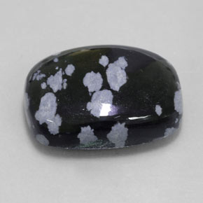 14.24克拉天然黑色雪花黑曜石，垫形剪裁，20.1×15.2毫米，不透明