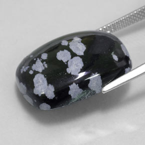 14.24克拉天然黑色雪花黑曜石，垫形剪裁，20.1×15.2毫米，不透明