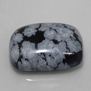 11.41克拉天然黑色雪花黑曜石，垫形剪裁，17.8×12.9毫米，不透明