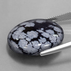 28.36克拉天然雪花黑曜石，圆形切割，不透明
