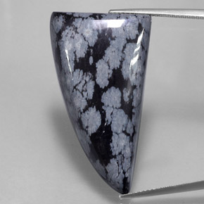 31.95克拉天然黑色雪花黑曜石，异形，35.2×20毫米，不透明