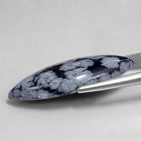 19.85克拉天然雪花黑曜石，榄尖形，不透明