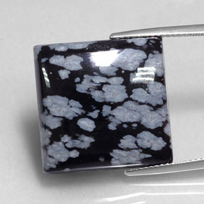 20.90克拉天然黑色雪花黑曜石，方形，19.9×19.7毫米，不透明