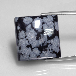 19.17克拉天然黑色雪花黑曜石，方形，19.9×19.7毫米，不透明