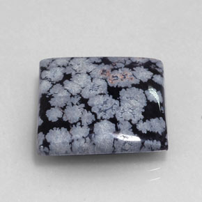 16.12克拉天然黑色雪花黑曜石，方形，19.3×18.7毫米，不透明