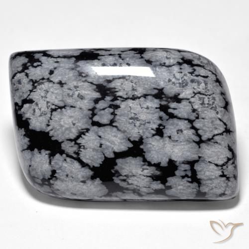 38.10ct 天然 灰白黑色 雪花黑曜石, 花式切割, 不透明