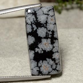 14.09克拉天然雪花黑曜石，狭长方形，不透明