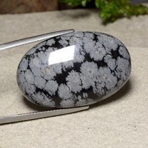 39.18克拉天然多色雪花黑曜石，椭圆形切割，32.7×20.9毫米，不透明