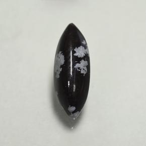 1.92克拉天然多色雪花黑曜石，马眼形，15.3×5.7毫米，不透明
