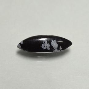 1.92克拉天然多色雪花黑曜石，马眼形，15.3×5.7毫米，不透明