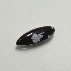 1.92克拉天然多色雪花黑曜石，马眼形，15.3×5.7毫米，不透明