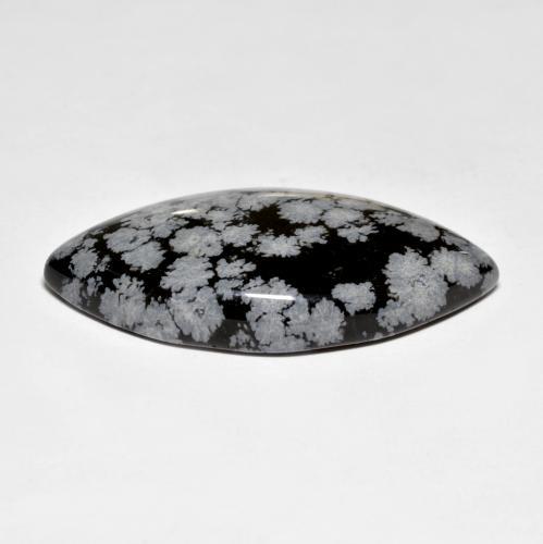34.59克拉天然多色雪花黑曜石，马眼形，39.2×20.3毫米，不透明