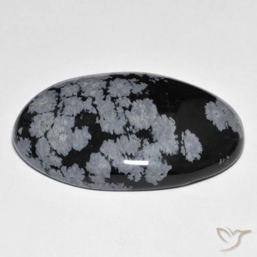39.01克拉天然雪花黑曜石，椭圆形，不透明