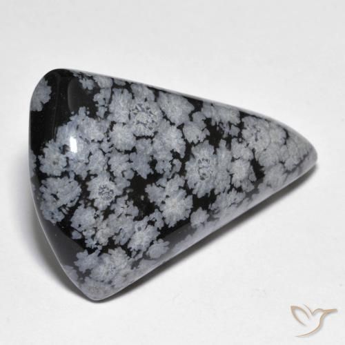 28.63ct 天然 灰白黑色 雪花黑曜石, 梨形, 不透明
