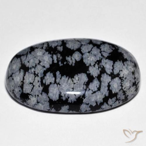45.67克拉天然雪花黑曜石，椭圆形，不透明