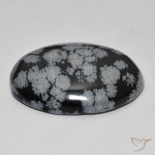 44.26克拉天然雪花黑曜石，椭圆形，不透明