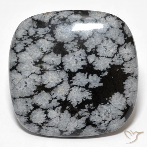 30.19ct 天然 灰白黑色 雪花黑曜石, 软垫, 不透明