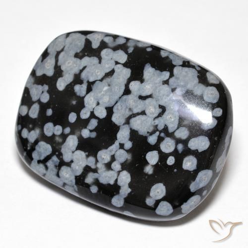 25.43ct 天然 灰白黑色 雪花黑曜石, 软垫, 不透明
