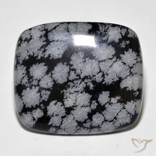 27.93ct 天然 灰白黑色 雪花黑曜石, 软垫, 不透明