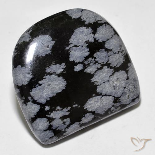 35.68ct 天然 灰白黑色 雪花黑曜石, 花式切割, 不透明