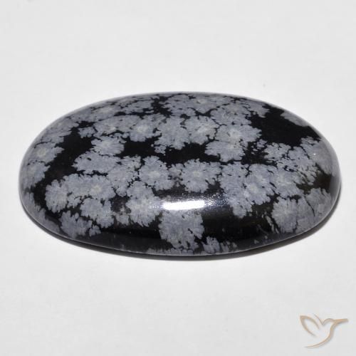 26.31克拉天然雪花黑曜石，椭圆形，不透明